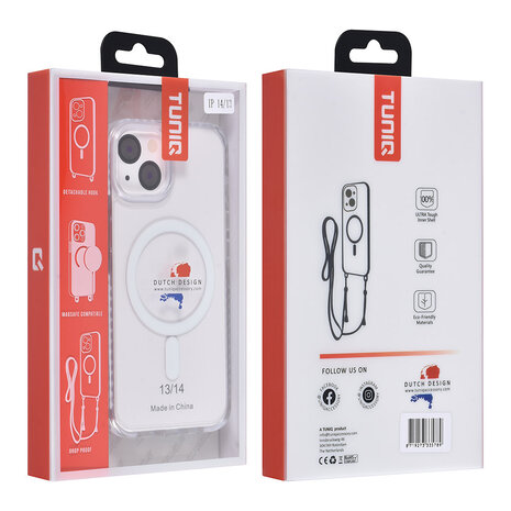 TUNIQ TUNIQ iPhone 14 Back cover case - neck cord - magsafe - White TUNIQ TUNIQ iPhone 14 Back cover case - neck cord - magsafe - White
