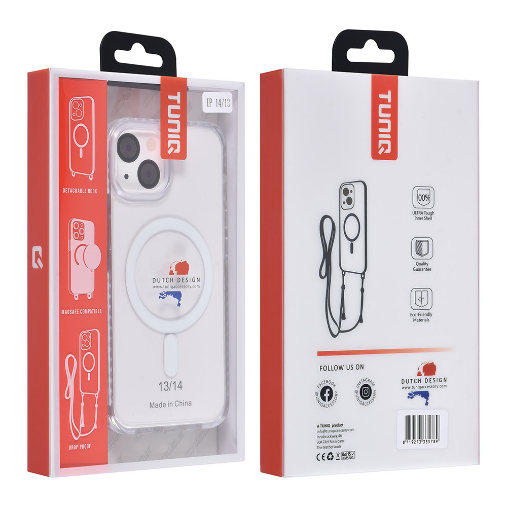 TUNIQ TUNIQ iPhone 14 Backcover hoesje neck cord - magsafe - Wit, foto 5 van 5