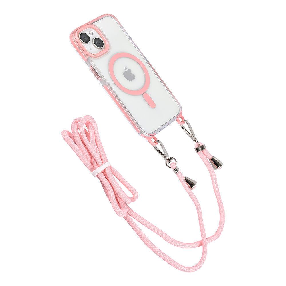 TUNIQ TUNIQ iPhone 14 Back cover case - neck cord - magsafe - Pink TUNIQ TUNIQ iPhone 14 Back cover case - neck cord - magsafe - Pink