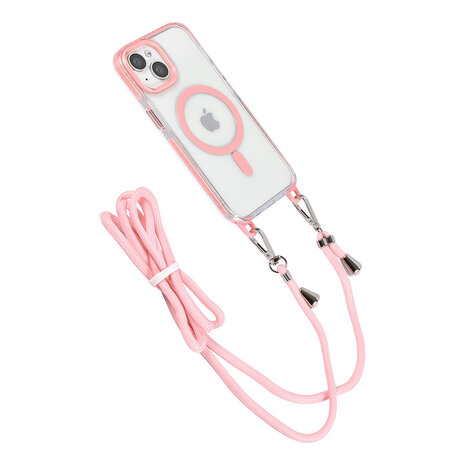 TUNIQ TUNIQ iPhone 14 Back cover case - neck cord - magsafe - Pink TUNIQ TUNIQ iPhone 14 Back cover case - neck cord - magsafe - Pink