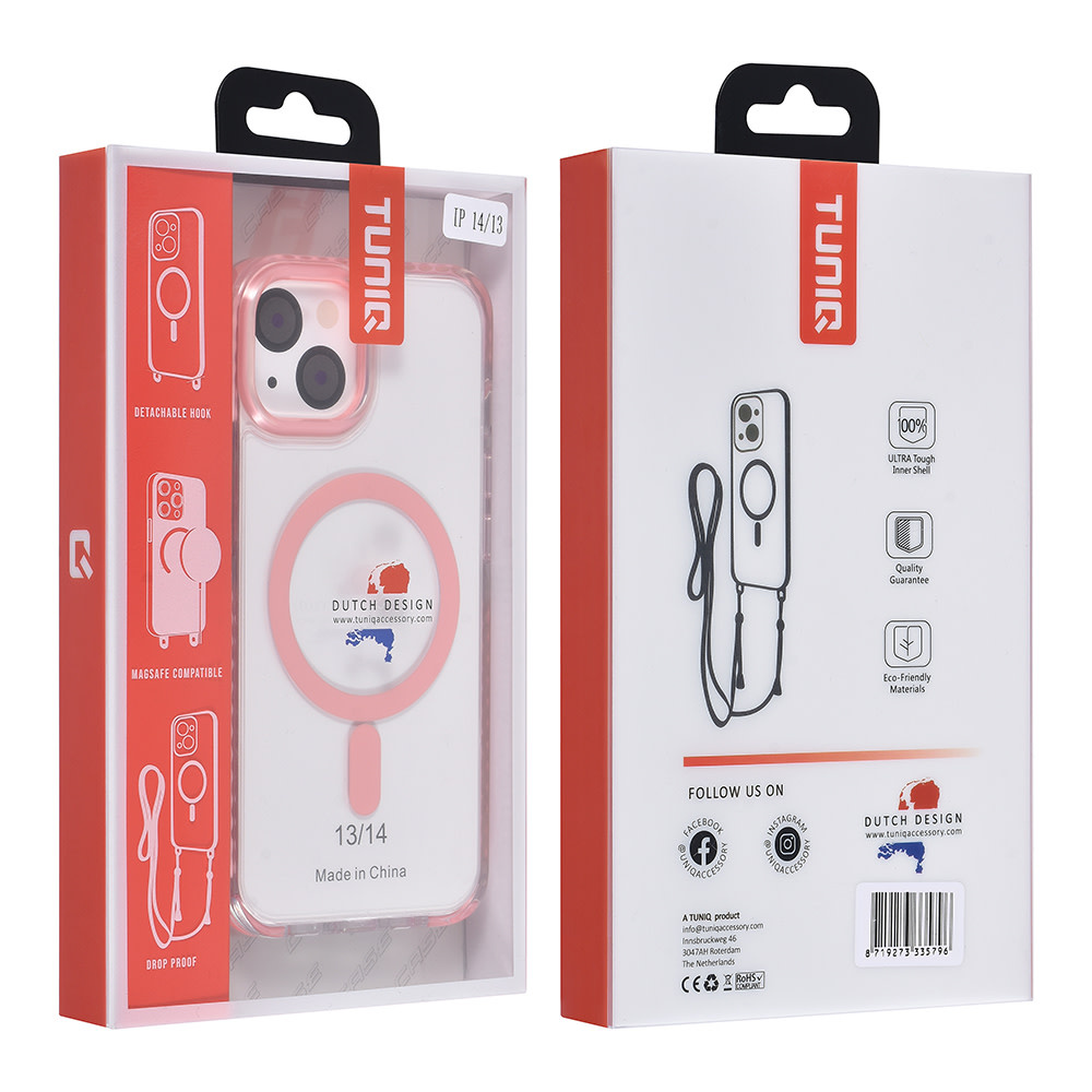 TUNIQ TUNIQ iPhone 14 Backcover hoesje neck cord - magsafe - Roze, foto 5 van 5