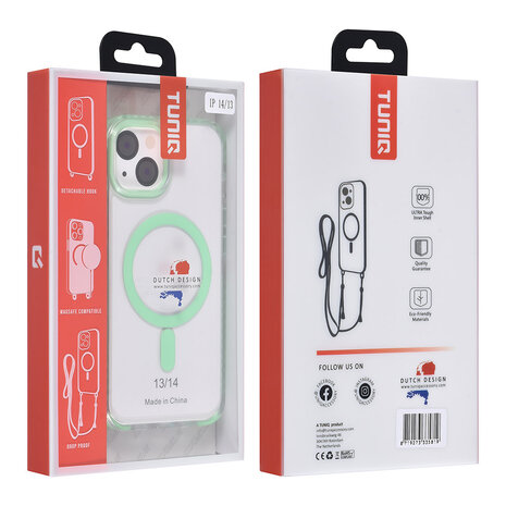 TUNIQ TUNIQ iPhone 14 Back-Cover hul - neck cord - magsafe - Grün TUNIQ TUNIQ iPhone 14 Back-Cover hul - neck cord - magsafe - Grün