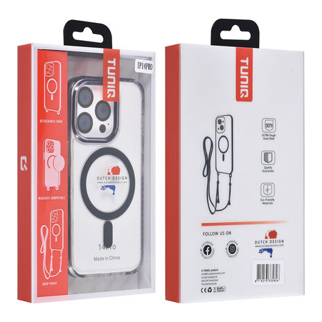 TUNIQ TUNIQ iPhone 14 Pro Back cover case - neck cord - magsafe - Black TUNIQ TUNIQ iPhone 14 Pro Back cover case - neck cord - magsafe - Black