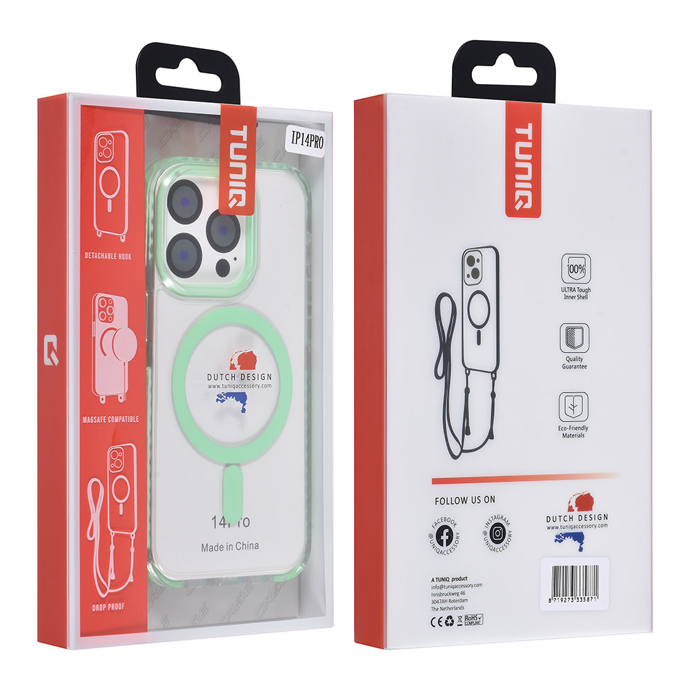TUNIQ TUNIQ iPhone 14 Pro Backcover hoesje neck cord - magsafe - Groen, foto 5 van 6