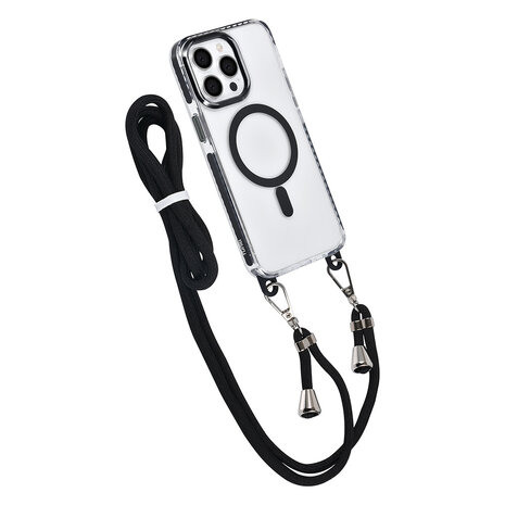 TUNIQ TUNIQ iPhone 14 Pro Max Backcover hoesje neck cord - magsafe - Zwart TUNIQ TUNIQ iPhone 14 Pro Max Backcover hoesje neck cord - magsafe - Zwart