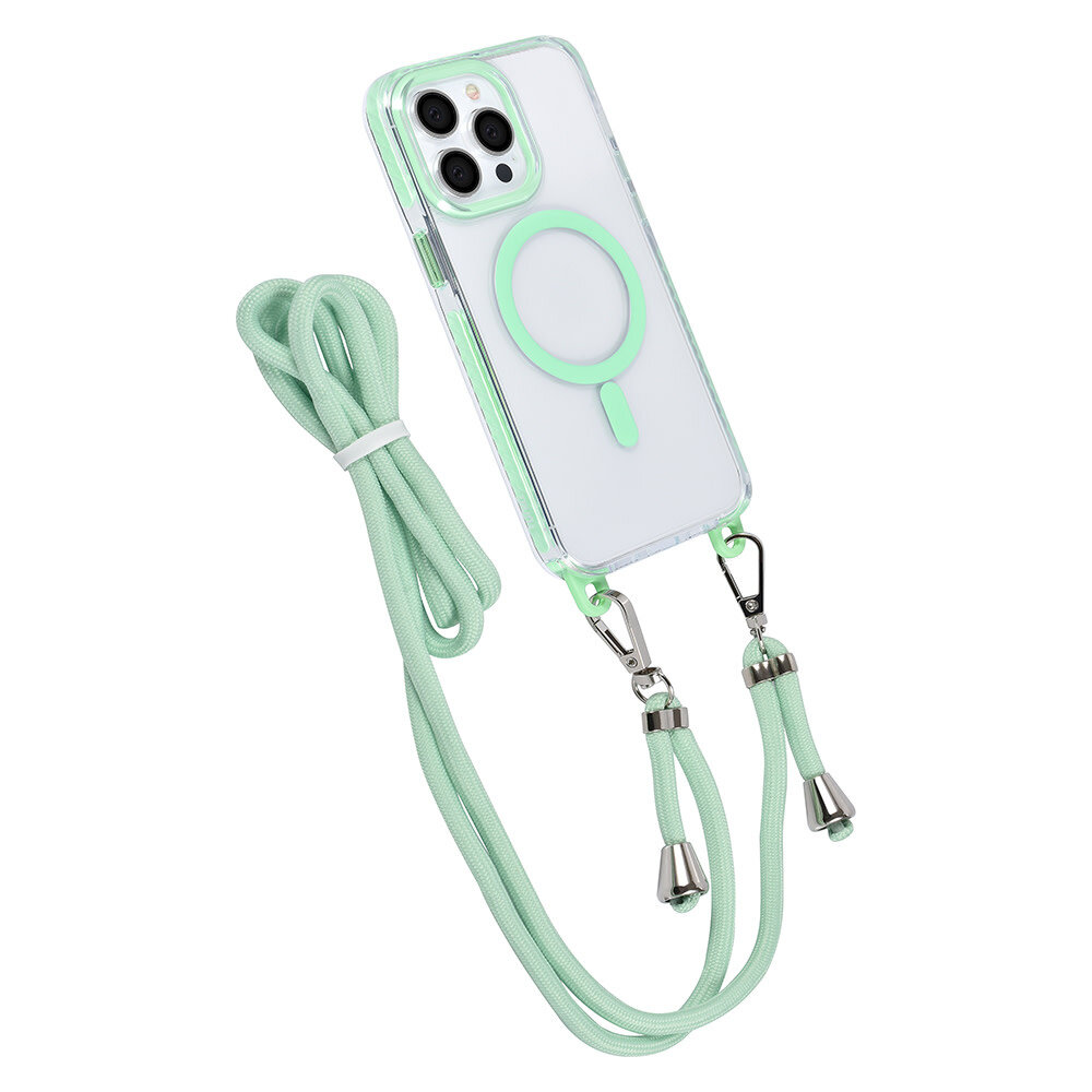 TUNIQ TUNIQ iPhone 14 Pro Max Back cover case - neck cord - magsafe - Green TUNIQ TUNIQ iPhone 14 Pro Max Back cover case - neck cord - magsafe - Green