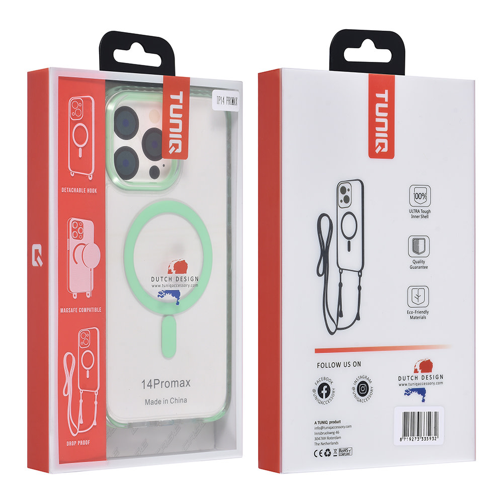 TUNIQ TUNIQ iPhone 14 Pro Max Backcover hoesje neck cord - magsafe - Groen, foto 5 van 6