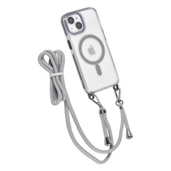 TUNIQ iPhone 15 Back-Cover hul - neck cord - magsafe - Grau