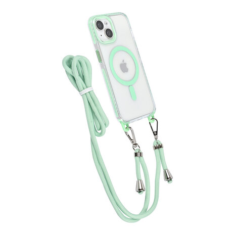 TUNIQ TUNIQ iPhone 15 Back-Cover hul - neck cord - magsafe - Grün TUNIQ TUNIQ iPhone 15 Back-Cover hul - neck cord - magsafe - Grün