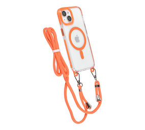 TUNIQ TUNIQ iPhone 15 Back-Cover hul - neck cord - magsafe - Orange TUNIQ TUNIQ iPhone 15 Back-Cover hul - neck cord - magsafe - Orange