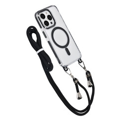 TUNIQ iPhone 15 Pro Backcover hoesje neck cord - magsafe - Zwart