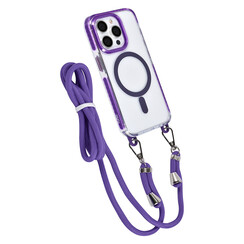 TUNIQ iPhone 15 Pro Back cover case - neck cord - magsafe - Purple