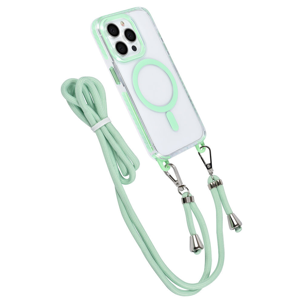 TUNIQ TUNIQ iPhone 15 Pro Back cover case - neck cord - magsafe - Green TUNIQ TUNIQ iPhone 15 Pro Back cover case - neck cord - magsafe - Green