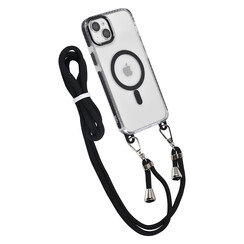 TUNIQ iPhone 15 Plus Back-Cover hul - neck cord - magsafe - Schwarz