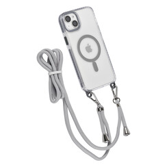 TUNIQ iPhone 15 Plus Backcover hoesje neck cord - magsafe - Grijs