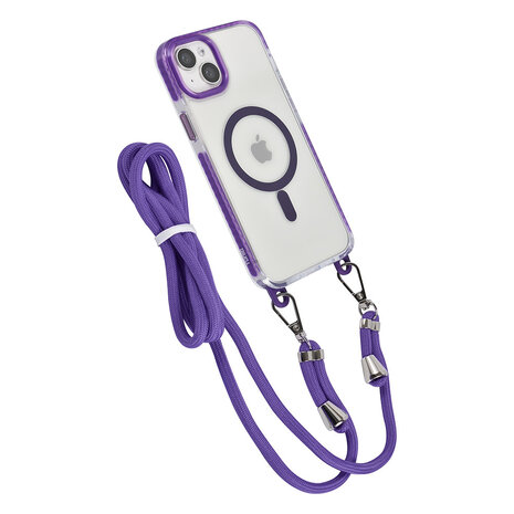 TUNIQ TUNIQ iPhone 15 Plus Back-Cover hul - neck cord - magsafe - Lila TUNIQ TUNIQ iPhone 15 Plus Back-Cover hul - neck cord - magsafe - Lila