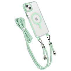 TUNIQ iPhone 15 Plus Backcover hoesje neck cord - magsafe - Groen