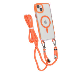 TUNIQ TUNIQ iPhone 15 Plus Back-Cover hul - neck cord - magsafe - Orange TUNIQ TUNIQ iPhone 15 Plus Back-Cover hul - neck cord - magsafe - Orange