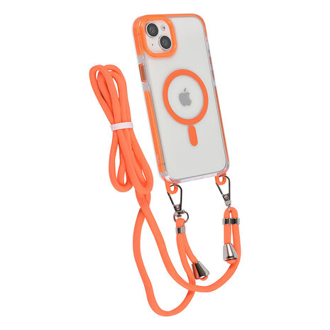 TUNIQ TUNIQ iPhone 15 Plus Backcover hoesje neck cord - magsafe - Oranje TUNIQ TUNIQ iPhone 15 Plus Backcover hoesje neck cord - magsafe - Oranje