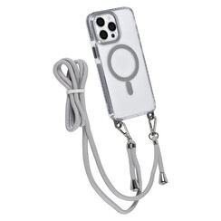 TUNIQ iPhone 15 Pro Max Back cover case - neck cord - magsafe - Grey