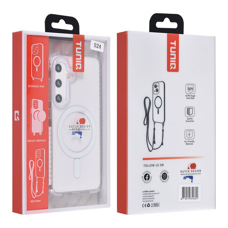 TUNIQ TUNIQ Galaxy S24 Back cover case - neck cord - magsafe - White TUNIQ TUNIQ Galaxy S24 Back cover case - neck cord - magsafe - White
