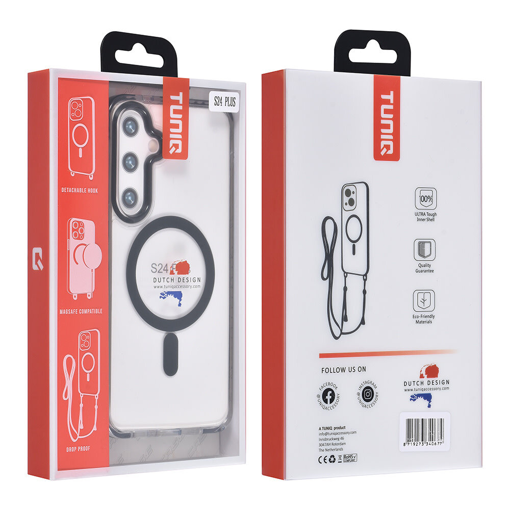 TUNIQ TUNIQ Galaxy S24 Plus Back cover case - neck cord - magsafe - Black TUNIQ TUNIQ Galaxy S24 Plus Back cover case - neck cord - magsafe - Black