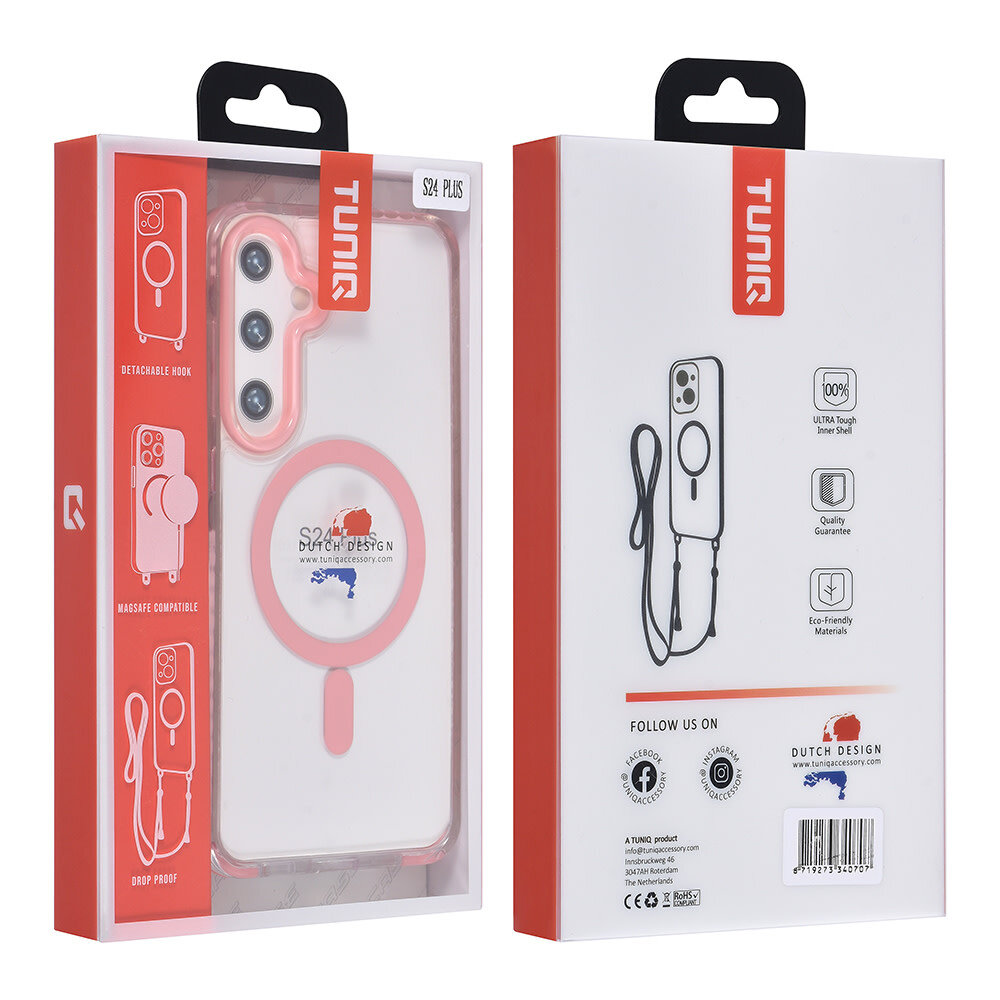 TUNIQ TUNIQ Galaxy S24 Plus Back-Cover hul - neck cord - magsafe - Rosa TUNIQ TUNIQ Galaxy S24 Plus Back-Cover hul - neck cord - magsafe - Rosa