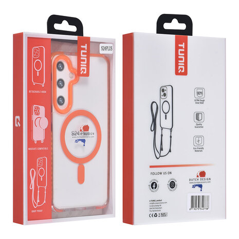 TUNIQ TUNIQ Galaxy S24 Plus Back cover case - neck cord - magsafe - Orange TUNIQ TUNIQ Galaxy S24 Plus Back cover case - neck cord - magsafe - Orange