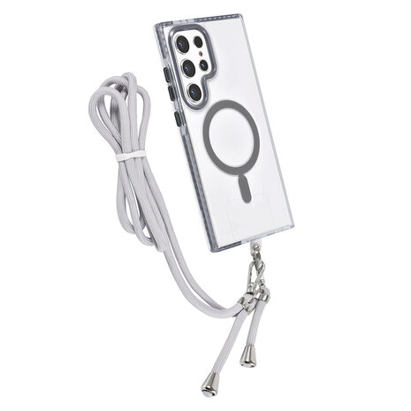 TUNIQ TUNIQ Galaxy S24 Ultra Back cover coque neck cord - magsafe - Gris TUNIQ TUNIQ Galaxy S24 Ultra Back cover coque neck cord - magsafe - Gris