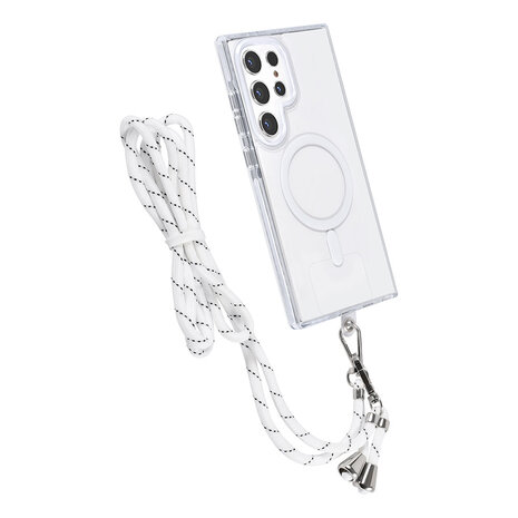 TUNIQ TUNIQ Galaxy S24 Ultra Back-Cover hul - neck cord - magsafe - Weiß TUNIQ TUNIQ Galaxy S24 Ultra Back-Cover hul - neck cord - magsafe - Weiß