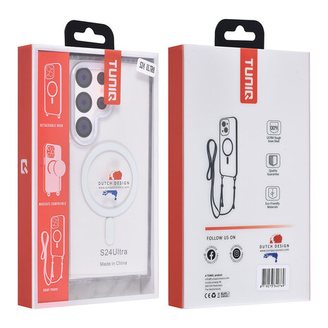 TUNIQ TUNIQ Galaxy S24 Ultra Back cover coque neck cord - magsafe - Blanc TUNIQ TUNIQ Galaxy S24 Ultra Back cover coque neck cord - magsafe - Blanc