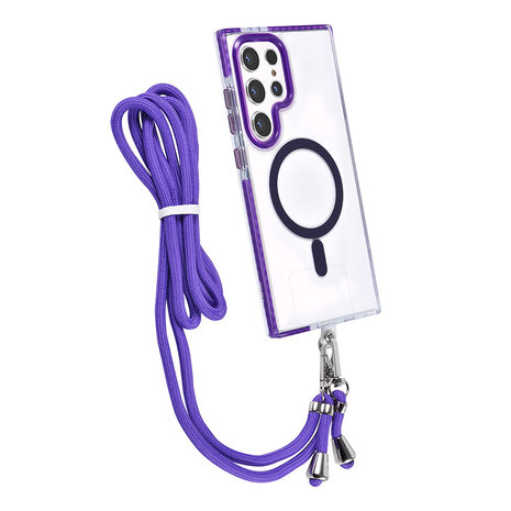 TUNIQ TUNIQ Galaxy S24 Ultra Back-Cover hul - neck cord - magsafe - Lila TUNIQ TUNIQ Galaxy S24 Ultra Back-Cover hul - neck cord - magsafe - Lila