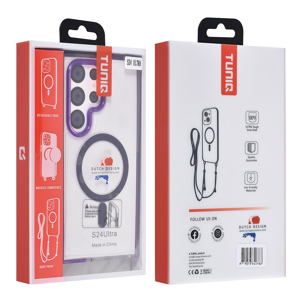 TUNIQ TUNIQ Galaxy S24 Ultra Back-Cover hul - neck cord - magsafe - Lila TUNIQ TUNIQ Galaxy S24 Ultra Back-Cover hul - neck cord - magsafe - Lila