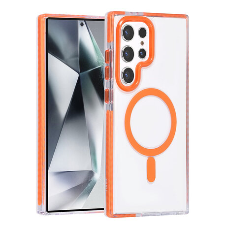 TUNIQ TUNIQ Galaxy S24 Ultra Back cover case - neck cord - magsafe - Orange TUNIQ TUNIQ Galaxy S24 Ultra Back cover case - neck cord - magsafe - Orange