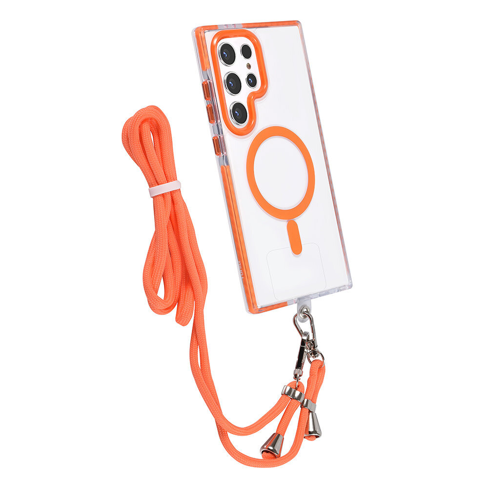 TUNIQ TUNIQ Galaxy S24 Ultra Back cover case - neck cord - magsafe - Orange TUNIQ TUNIQ Galaxy S24 Ultra Back cover case - neck cord - magsafe - Orange