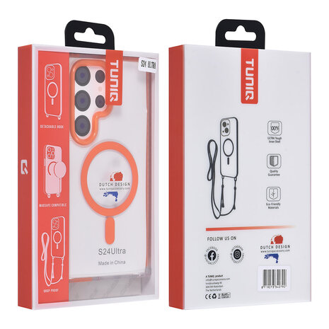 TUNIQ TUNIQ Galaxy S24 Ultra Backcover hoesje neck cord - magsafe - Oranje TUNIQ TUNIQ Galaxy S24 Ultra Backcover hoesje neck cord - magsafe - Oranje