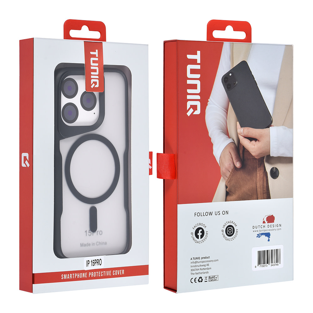 TUNIQ TUNIQ iPhone 15 Pro Backcover hoesje Magsafe silicone - Zwart, foto 4 van 6