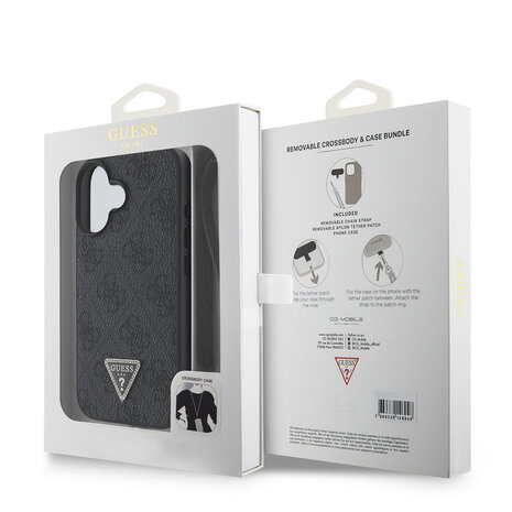 Guess Guess iPhone 16 Back-Cover hul - Magsafe IML crossbody cord - Schwarz Guess Guess iPhone 16 Back-Cover hul - Magsafe IML crossbody cord - Schwarz