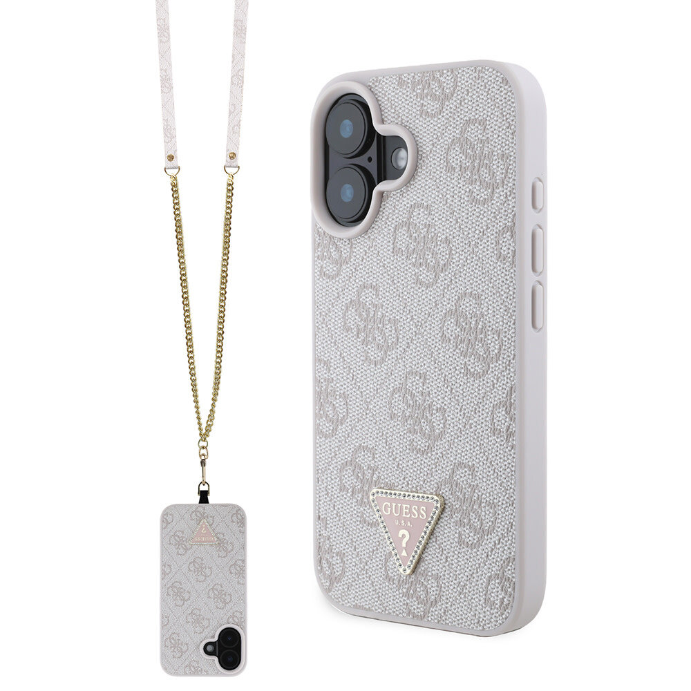 Guess Guess iPhone 16 Back-Cover hul - Magsafe IML crossbody cord - Rosa Guess Guess iPhone 16 Back-Cover hul - Magsafe IML crossbody cord - Rosa