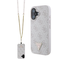 Guess Guess iPhone 16 Backcover hoesje Magsafe IML crossbody cord - Roze Guess Guess iPhone 16 Backcover hoesje Magsafe IML crossbody cord - Roze