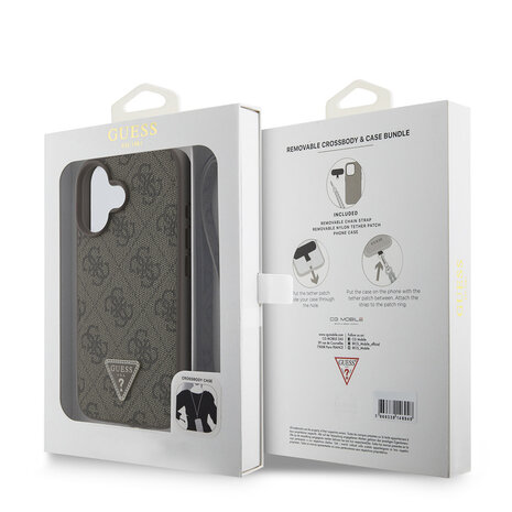 Guess Guess iPhone 16 Back cover coque Magsafe IML crossbody cord - Marron Guess Guess iPhone 16 Back cover coque Magsafe IML crossbody cord - Marron