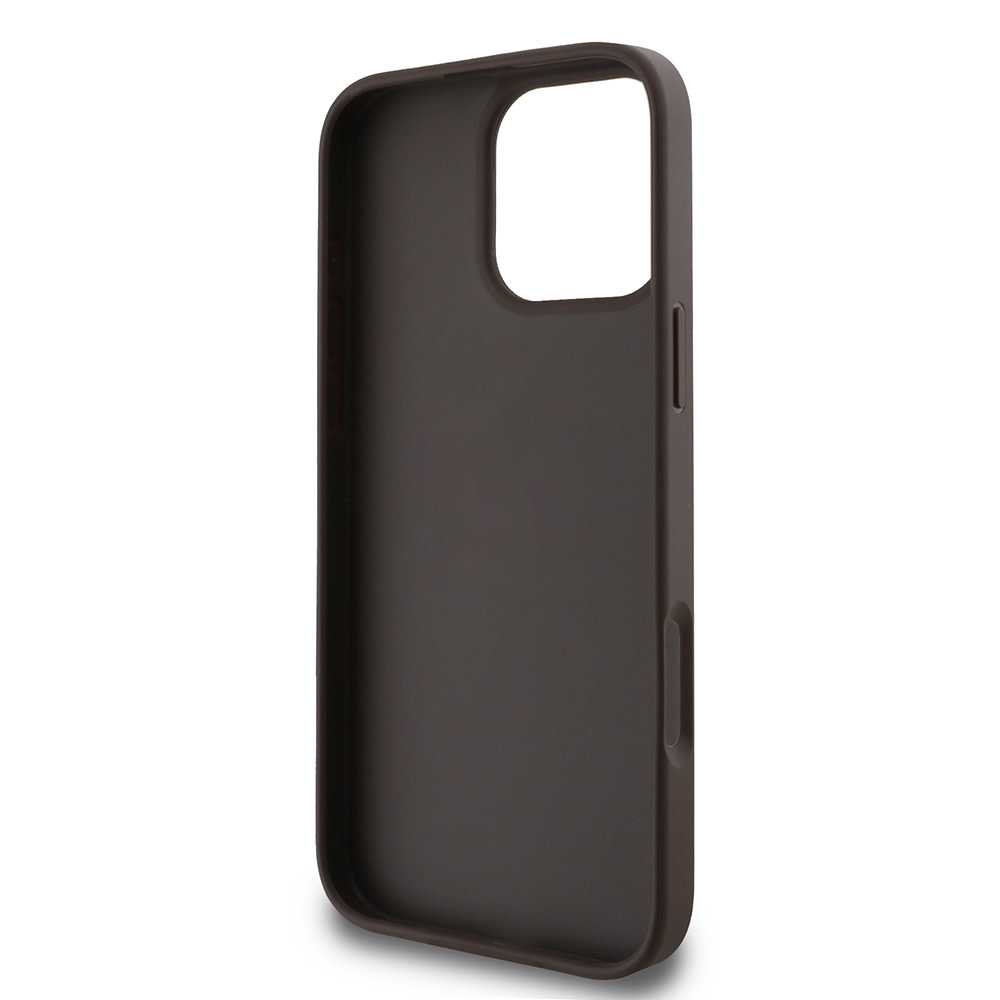 Guess Guess iPhone 16 Pro Max Backcover hoesje - Magsafe - 4G PU Leather - Bottom Stripe - Bruin, foto 6 van 6
