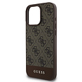 Guess Guess iPhone 16 Pro Max Back cover coque - Magsafe - 4G PU Leather - Bottom Stripe - Marron