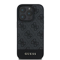 Guess Guess iPhone 16 Pro Max Back cover coque - Magsafe - 4G PU Leather - Bottom Stripe - Gris