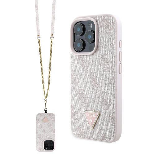 Guess Guess iPhone 16 Pro Max Back cover coque Magsafe IML crossbody cord - Rose