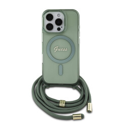 Guess iPhone 16 Pro Back cover case - Magsafe IML crossbody cord - Green