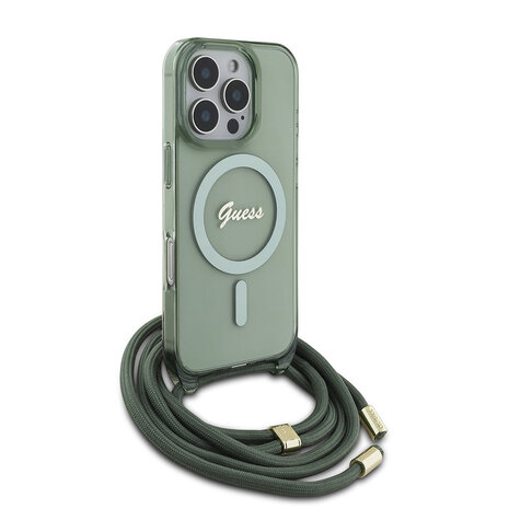 Guess Guess iPhone 16 Pro Backcover hoesje Magsafe IML crossbody cord - Groen Guess Guess iPhone 16 Pro Backcover hoesje Magsafe IML crossbody cord - Groen