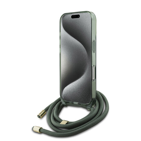 Guess Guess iPhone 16 Pro Back-Cover hul - Magsafe IML crossbody cord - Grün Guess Guess iPhone 16 Pro Back-Cover hul - Magsafe IML crossbody cord - Grün