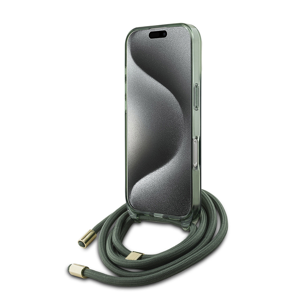 Guess Guess iPhone 16 Pro Backcover hoesje Magsafe IML crossbody cord - Groen, foto 6 van 6