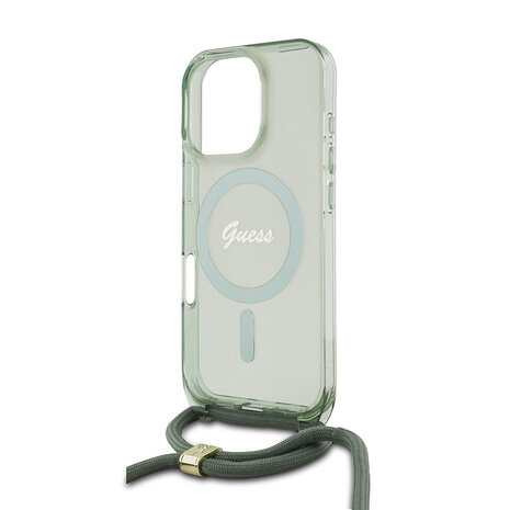Guess Guess iPhone 16 Pro Backcover hoesje Magsafe IML crossbody cord - Groen Guess Guess iPhone 16 Pro Backcover hoesje Magsafe IML crossbody cord - Groen